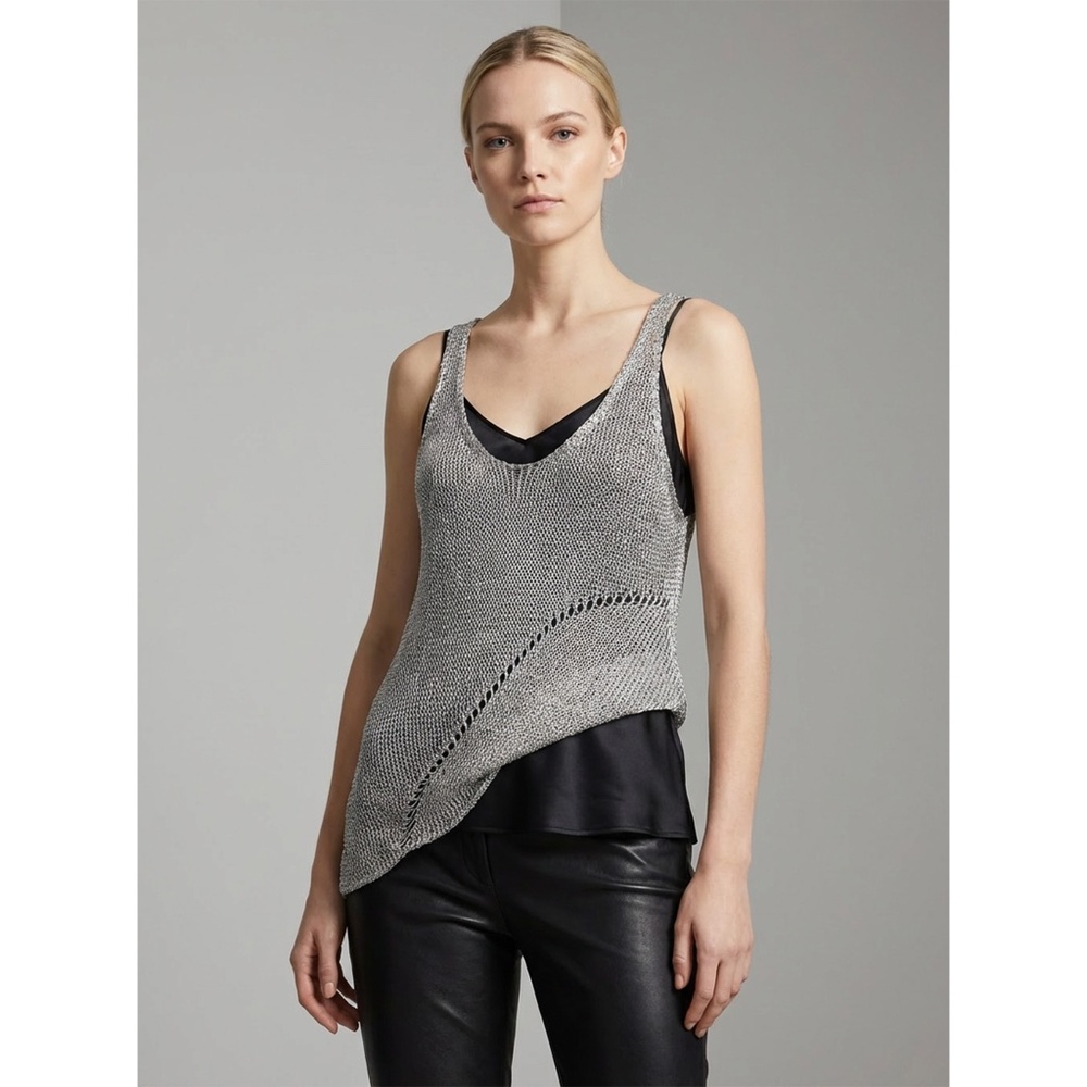 Zadig & Voltaire Deluxe Metallic Knit Tank Top‎ Silver Size S